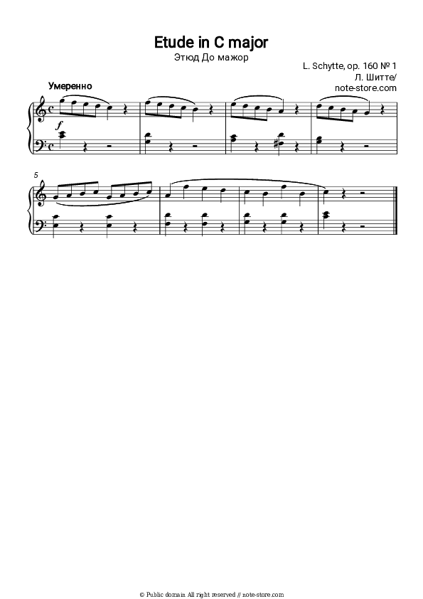 Etude in C major op. 160 № 1 - Ludvig Schytte Piano Sheet Music - Piano.Solo