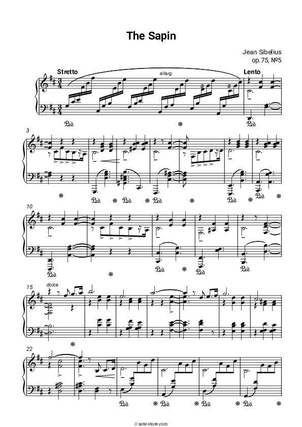 The Spruce Op.75 No.5 - Jean Sibelius Piano Sheet Music - Piano.Solo