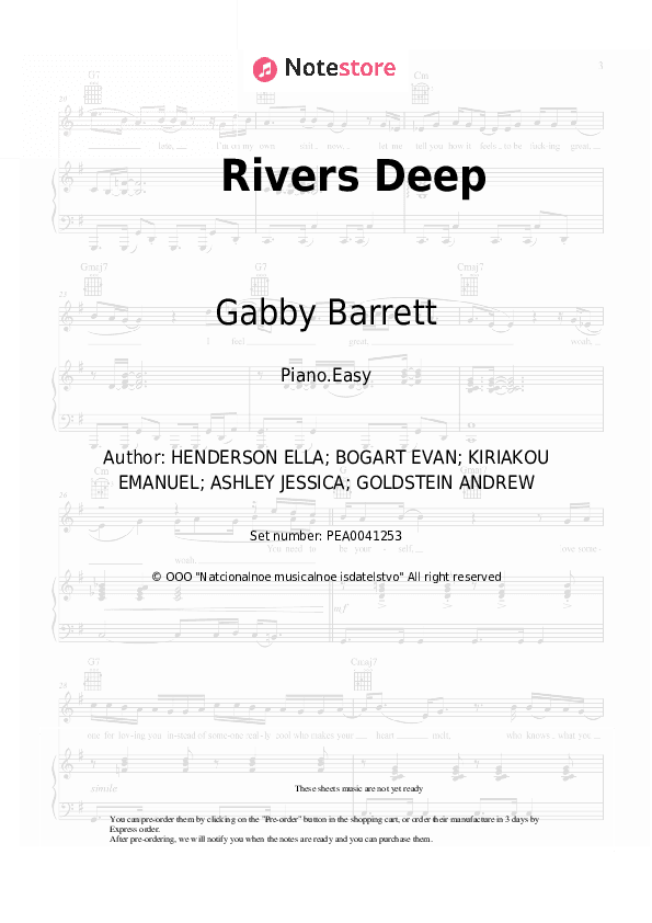 Rivers Deep - Gabby Barrett Piano Sheet Music Easy - Piano.Easy