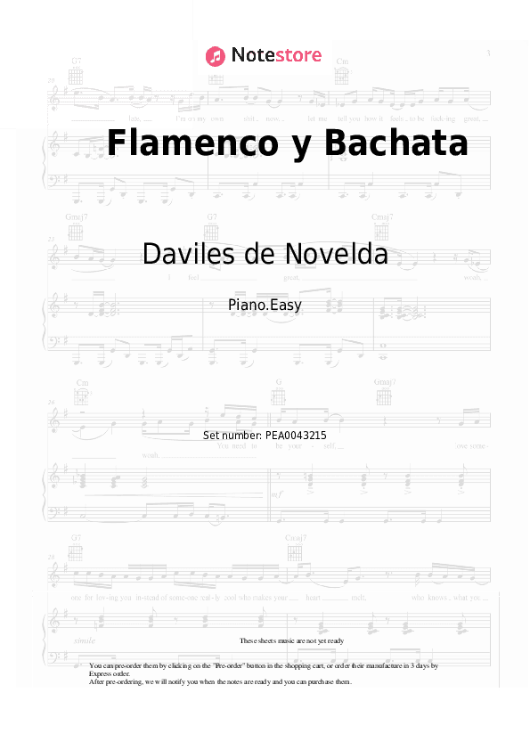 Flamenco y Bachata - Daviles de Novelda Piano Sheet Music Easy - Piano.Easy