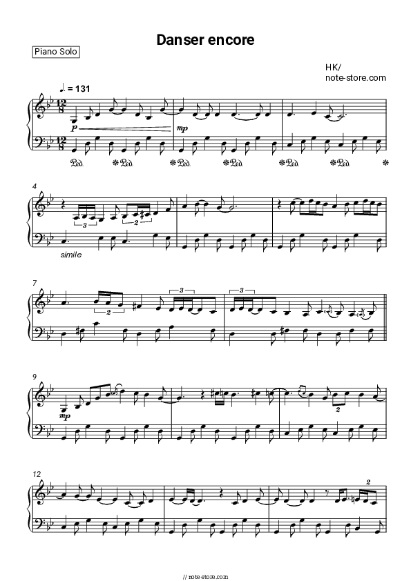 Danser Encore - HK Piano Sheet Music - Piano.Solo