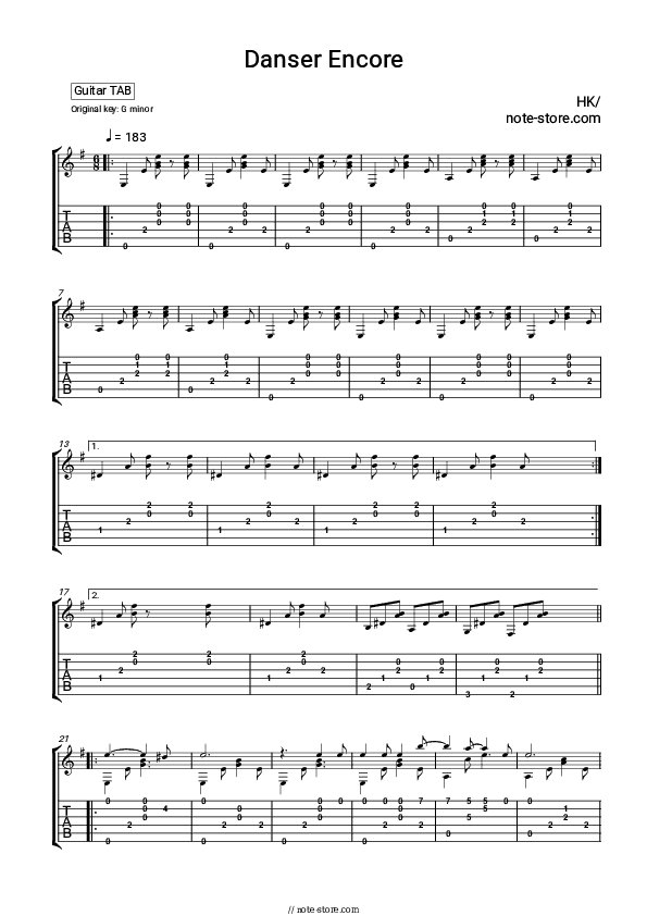 Danser Encore - HK Tabs - Guitar.Tabs