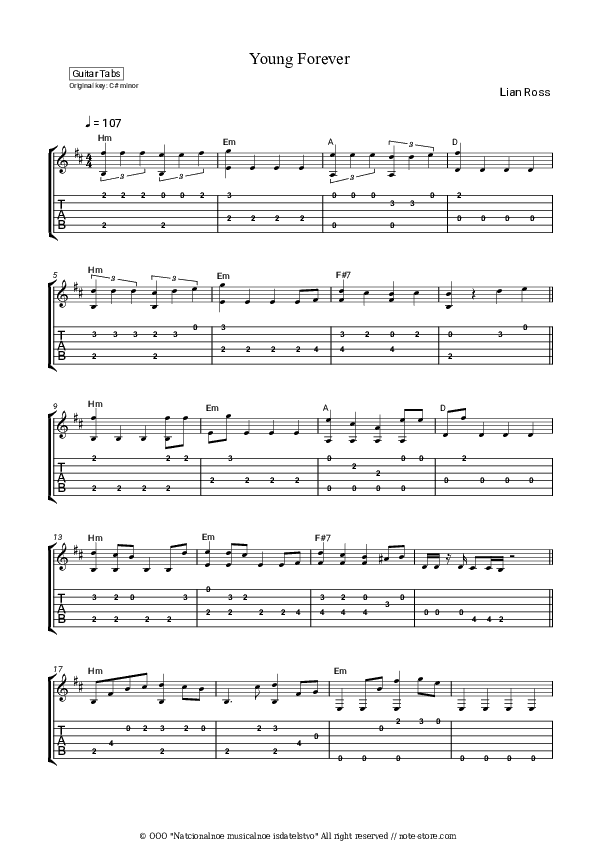 Young Forever - Lian Ross Tabs Easy - Guitar.Tab.Easy
