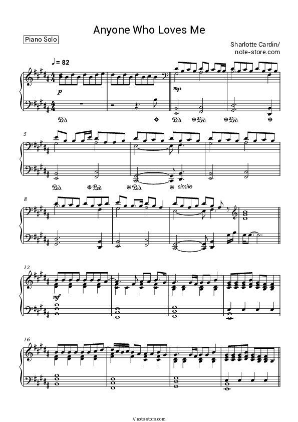 Anyone Who Loves Me - Charlotte Cardin Piano Sheet Music - Piano.Solo