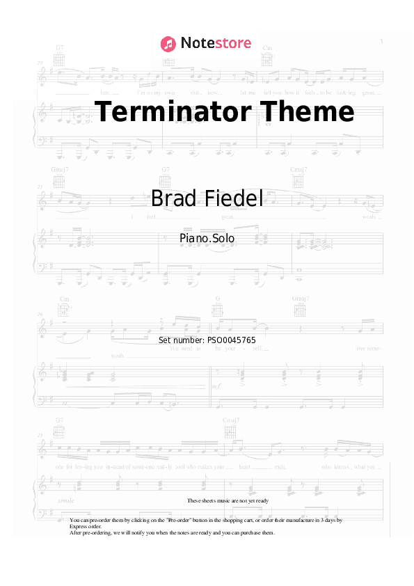 Terminator Theme - Brad Fiedel Piano Sheet Music - Piano.Solo