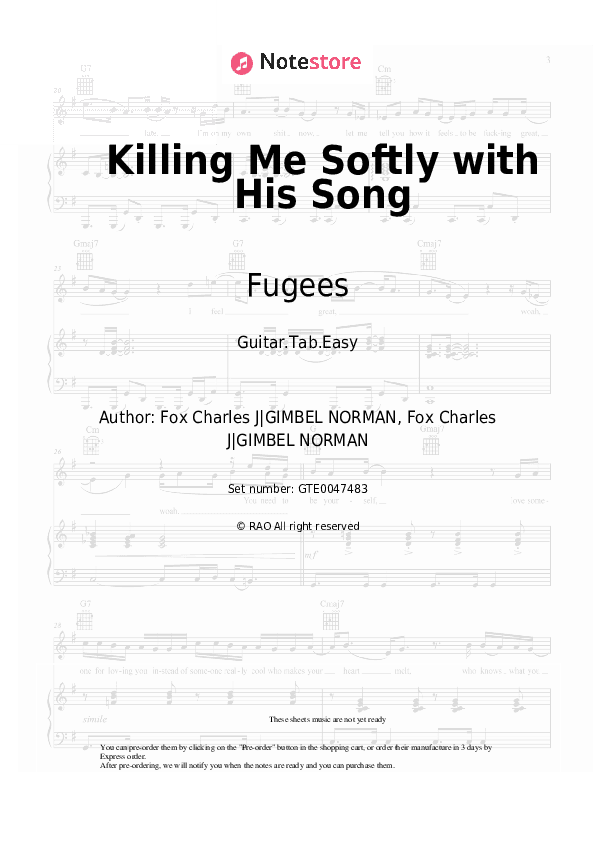 Killing Me Softly with His Song - Fugees Tabs Easy - Guitar.Tab.Easy