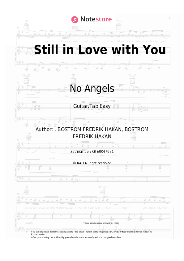 Still in Love with You - No Angels Tabs Easy - Guitar.Tab.Easy