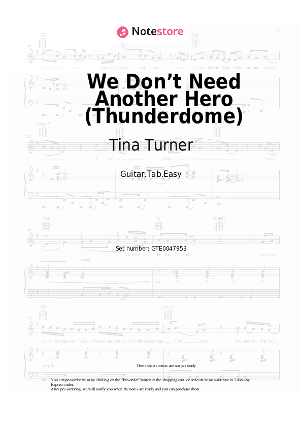 We Don’t Need Another Hero (Thunderdome) - Tina Turner Tabs Easy - Guitar.Tab.Easy