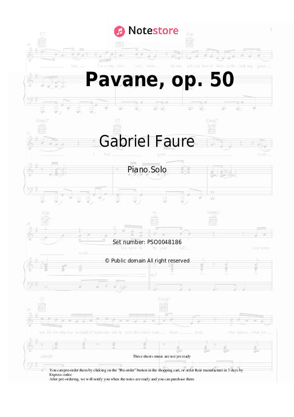 Pavane, op. 50 - Gabriel Faure Piano Sheet Music - Piano.Solo
