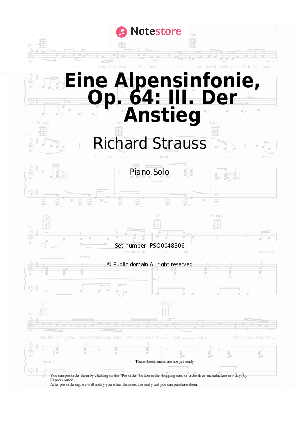 Eine Alpensinfonie, Op. 64: III. Der Anstieg - Richard Strauss Piano Sheet Music - Piano.Solo