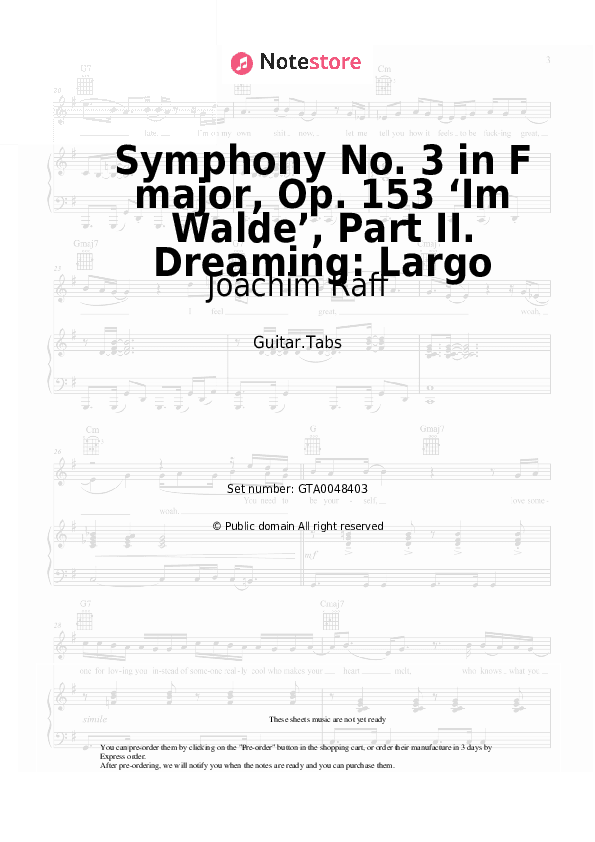 Symphony No. 3 in F major, Op. 153 ‘Im Walde’, Part II. Dreaming: Largo - Joachim Raff Tabs - Guitar.Tabs