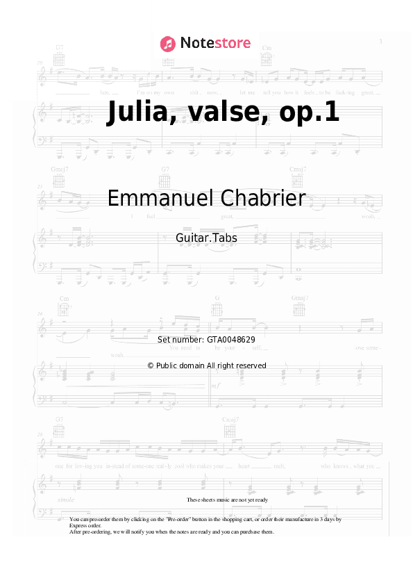 Julia, valse, op.1 - Emmanuel Chabrier Tabs - Guitar.Tabs