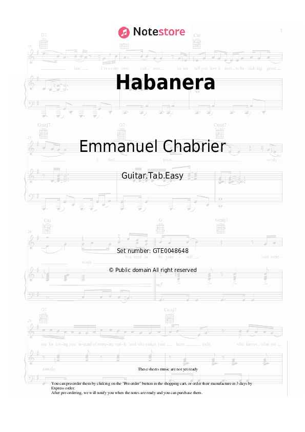 Habanera - Emmanuel Chabrier Tabs Easy - Guitar.Tab.Easy