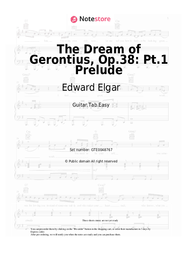 The Dream of Gerontius, Op.38: Pt.1 Prelude - Edward Elgar Tabs Easy - Guitar.Tab.Easy