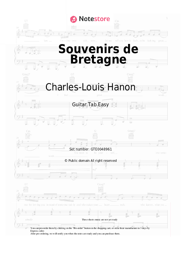 Souvenirs de Bretagne - Charles-Louis Hanon Tabs Easy - Guitar.Tab.Easy