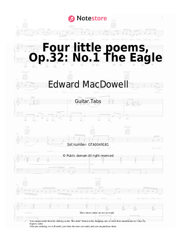 Four little poems, Op.32: No.1 The Eagle - Edward MacDowell Tabs - Guitar.Tabs