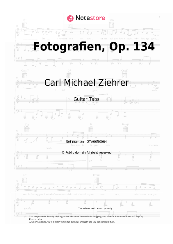 Fotografien, Op. 134 - Carl Michael Ziehrer Tabs - Guitar.Tabs