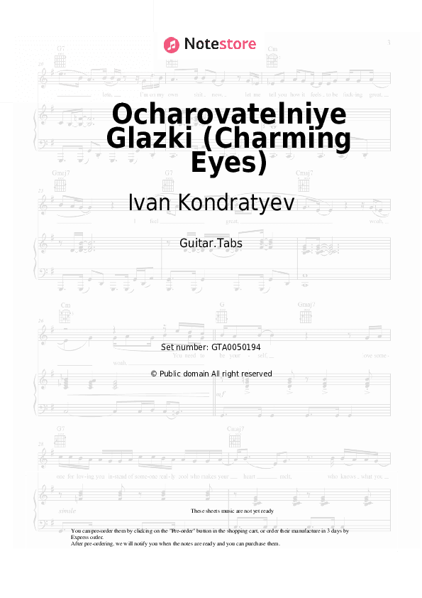 Ocharovatelniye Glazki (Charming Eyes) - Ivan Kondratyev Tabs - Guitar.Tabs