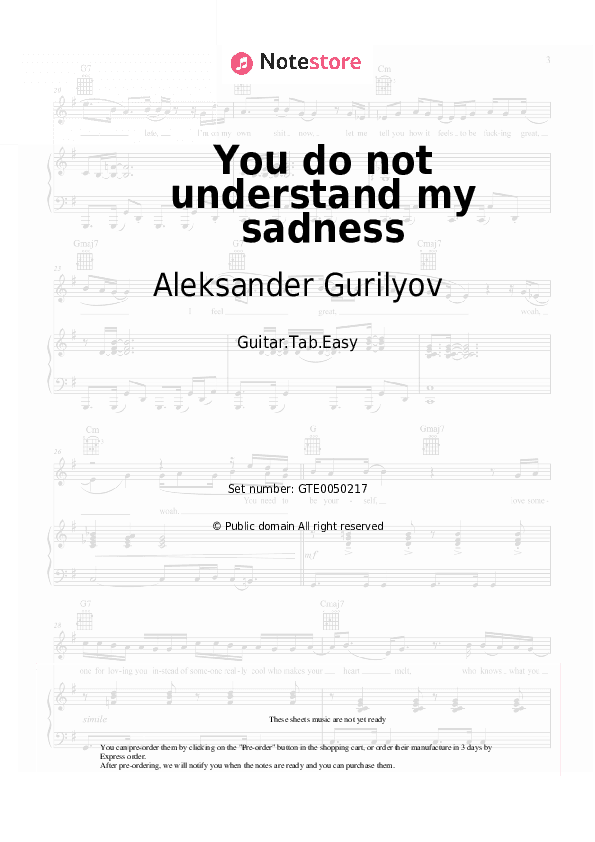 You do not understand my sadness - Aleksander Gurilyov Tabs Easy - Guitar.Tab.Easy