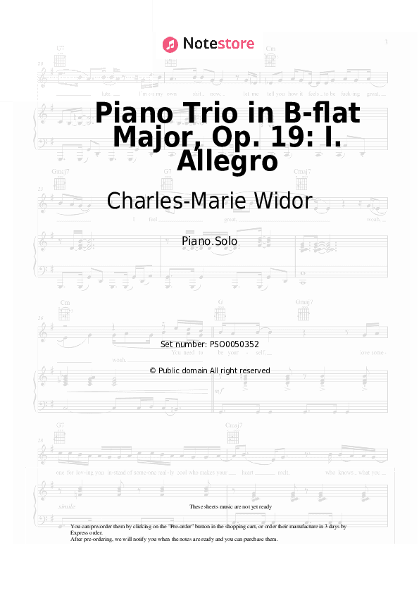 Piano Trio in B-flat Major, Op. 19: I. Allegro - Charles-Marie Widor Piano Sheet Music - Piano.Solo