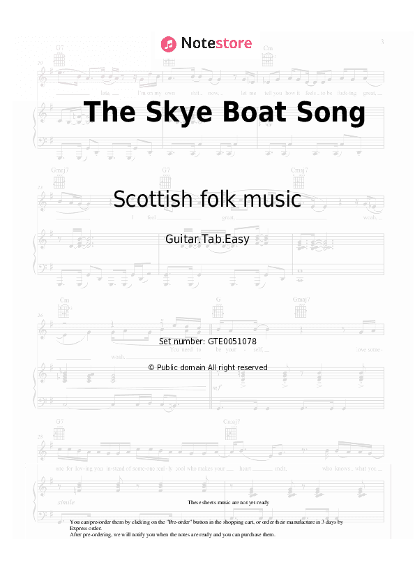 The Skye Boat Song - Scottish folk music Tabs Easy - Guitar.Tab.Easy