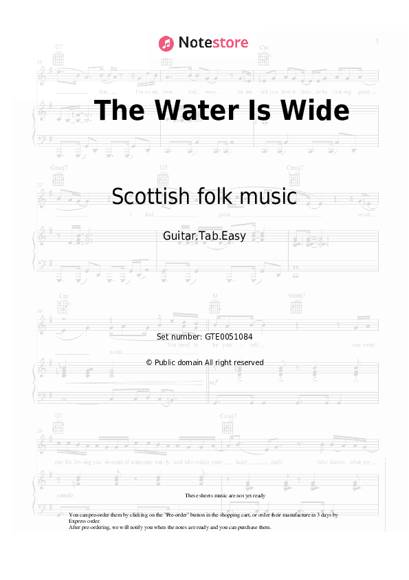 The Water Is Wide - Scottish folk music Tabs Easy - Guitar.Tab.Easy