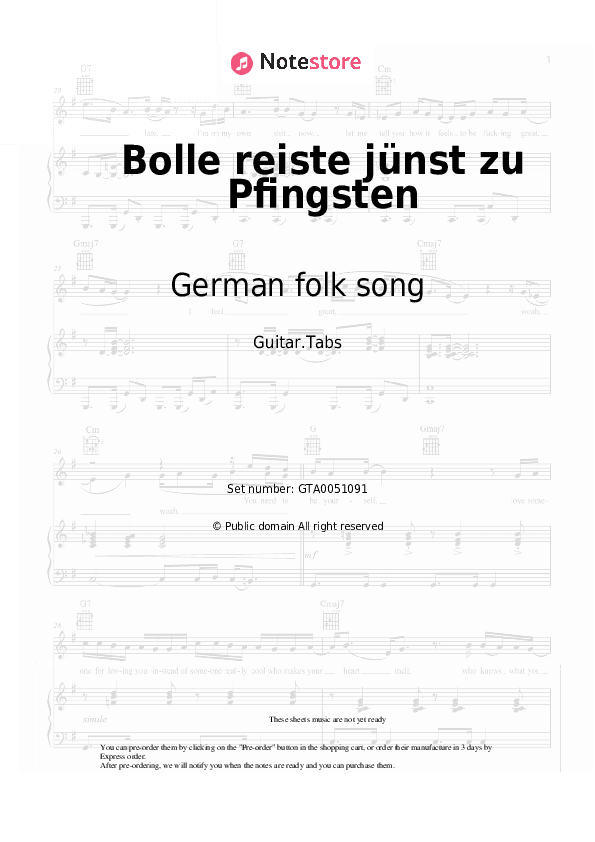 Bolle reiste jünst zu Pfingsten - German folk song Tabs - Guitar.Tabs