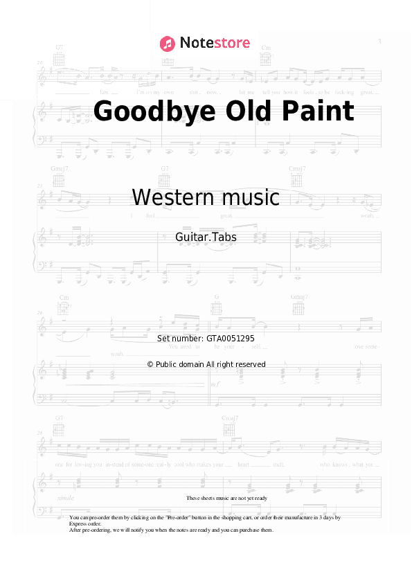 Goodbye Old Paint - Western music Tabs - Guitar.Tabs