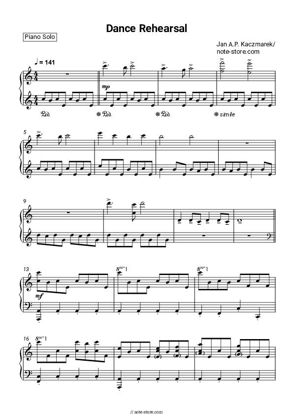 Dance Rehearsal - Jan Kaczmarek Piano Sheet Music - Piano.Solo