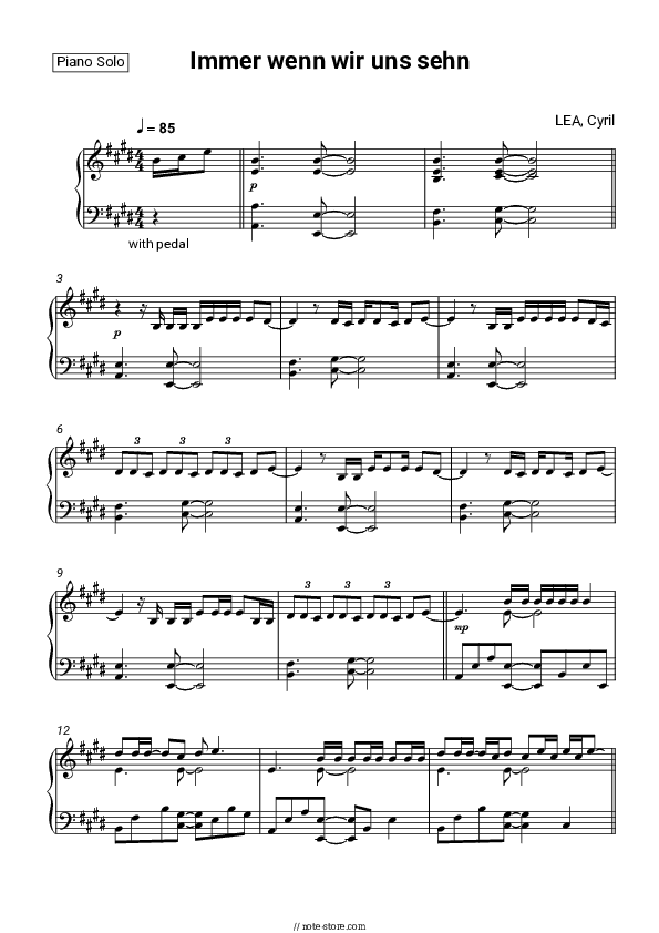 Immer wenn wir uns sehn - LEA, Cyril Piano Sheet Music - Piano.Solo
