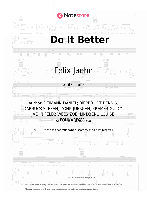 Do It Better - Felix Jaehn, Zoe Wees Tabs - Guitar.Tabs