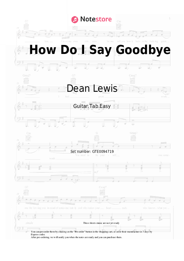 How Do I Say Goodbye - Dean Lewis Tabs Easy - Guitar.Tab.Easy