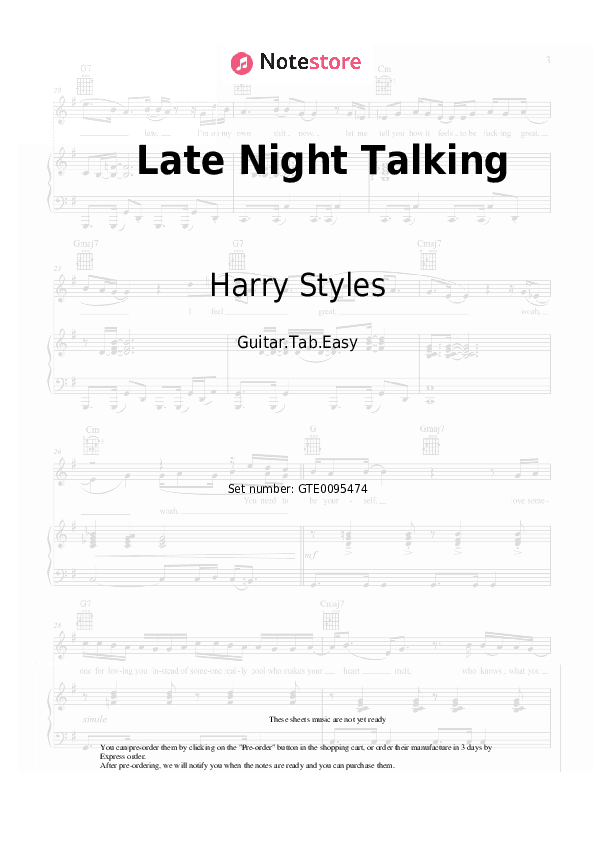 Late Night Talking - Harry Styles Tabs Easy - Guitar.Tab.Easy