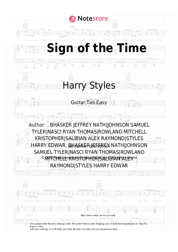 Sign of the Time - Harry Styles Tabs Easy - Guitar.Tab.Easy
