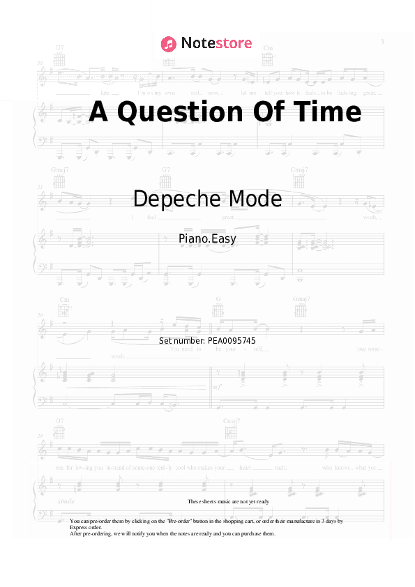 A Question Of Time - Depeche Mode Piano Sheet Music Easy - Piano.Easy