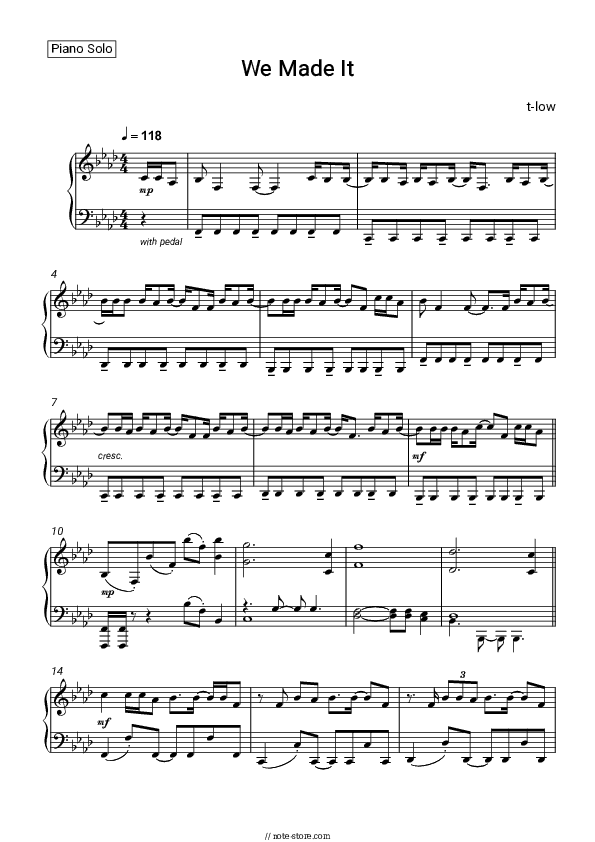 We Made It - t-low Piano Sheet Music - Piano.Solo