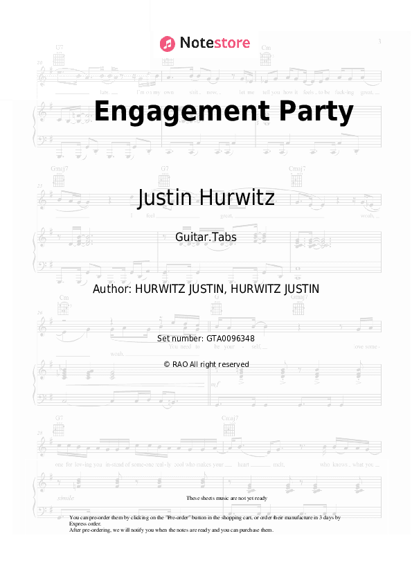 Engagement Party - Justin Hurwitz Tabs - Guitar.Tabs