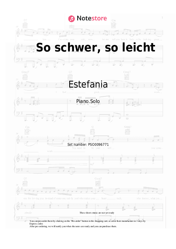 So schwer, so leicht - Estefania Piano Sheet Music - Piano.Solo