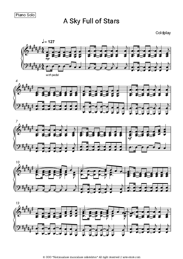 A Sky Full of Stars - Coldplay Piano Sheet Music - Piano.Solo