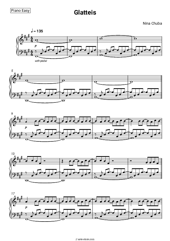 Glatteis - Nina Chuba Piano Sheet Music Easy - Piano.Easy