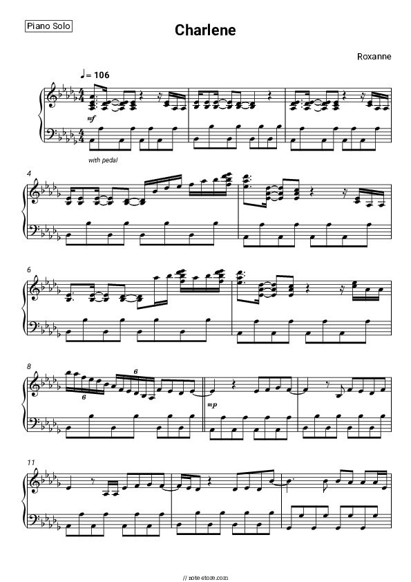 Charlene - Roxanne Piano Sheet Music - Piano.Solo