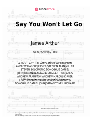 Sheet music, chords James Arthur - Say You Won't Let Go