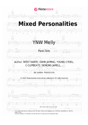 Sheet music, chords YNW Melly, Kanye West - Mixed Personalities