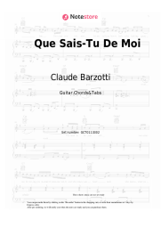 Sheet music, chords Claude Barzotti - Que Sais-Tu De Moi
