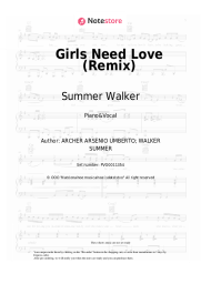 Sheet music, chords Summer Walker, Drake - Girls Need Love (Remix)