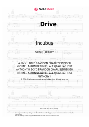 Sheet music, chords Incubus - Drive