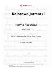 Sheet music, chords Maryla Rodowicz - Kolorowe Jarmarki