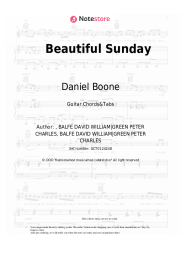 Sheet music, chords Daniel Boone - Beautiful Sunday