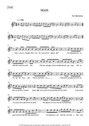 Sheet music, chords Tim Bendzko - Hoch