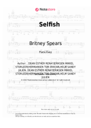 Sheet music, chords Britney Spears - Selfish